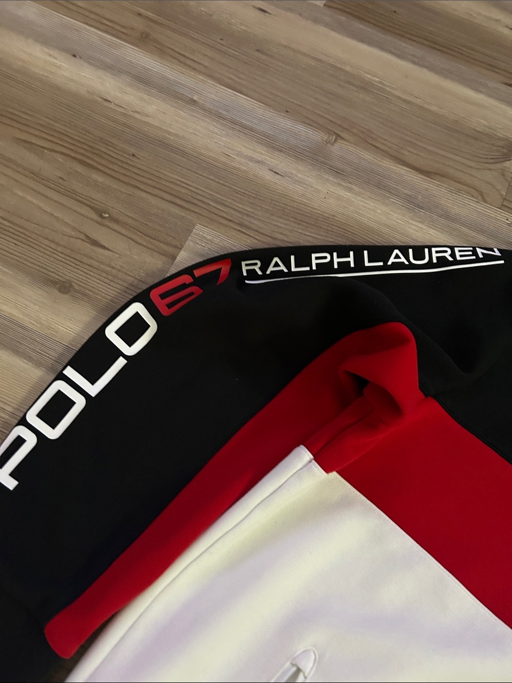 Polo by Ralph Lauren Black, Red & White Block Track Jacket - Picture 2 of 11